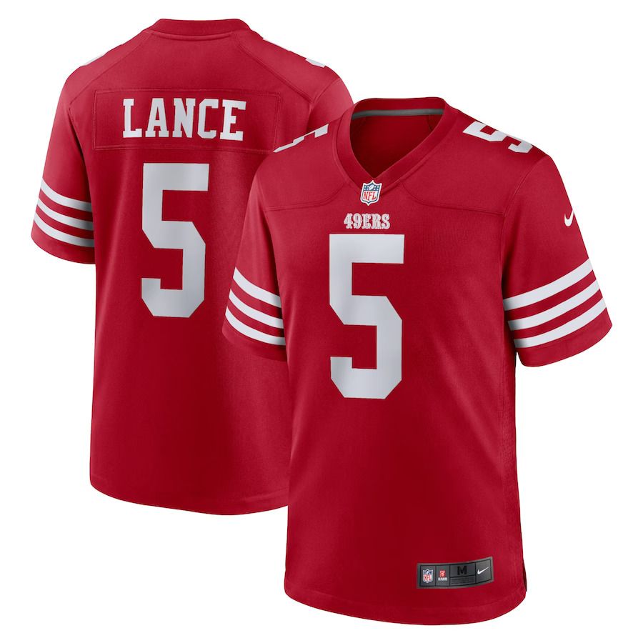 Men San Francisco 49ers 5 Trey Lance Nike Scarlet Game Player NFL Jersey
